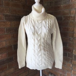 New York & Co. Cream Cableknit Turtleneck Sweater